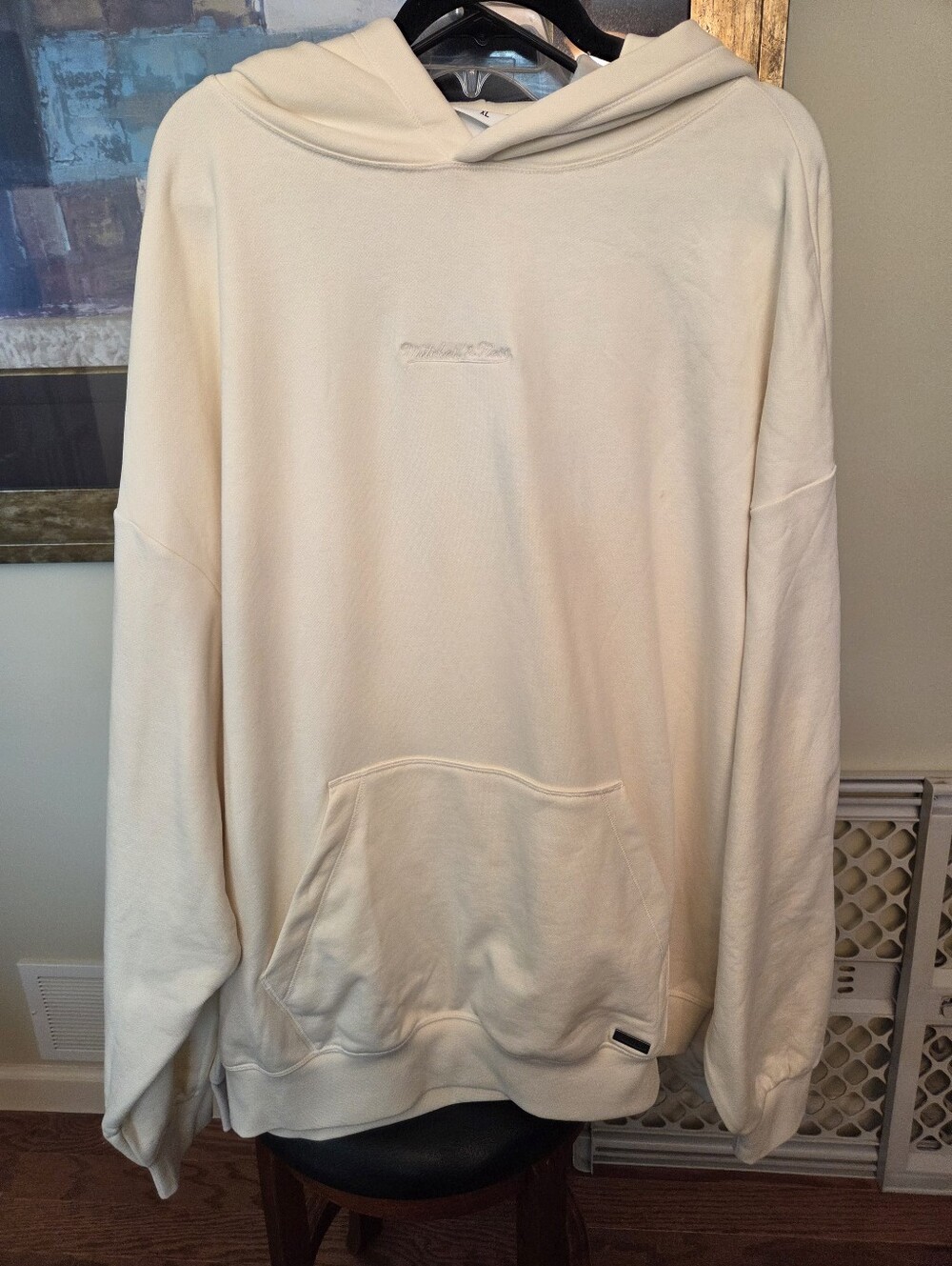 Mitchell & Ness Oversized Heavyweight Hoodie Cream XL NWT